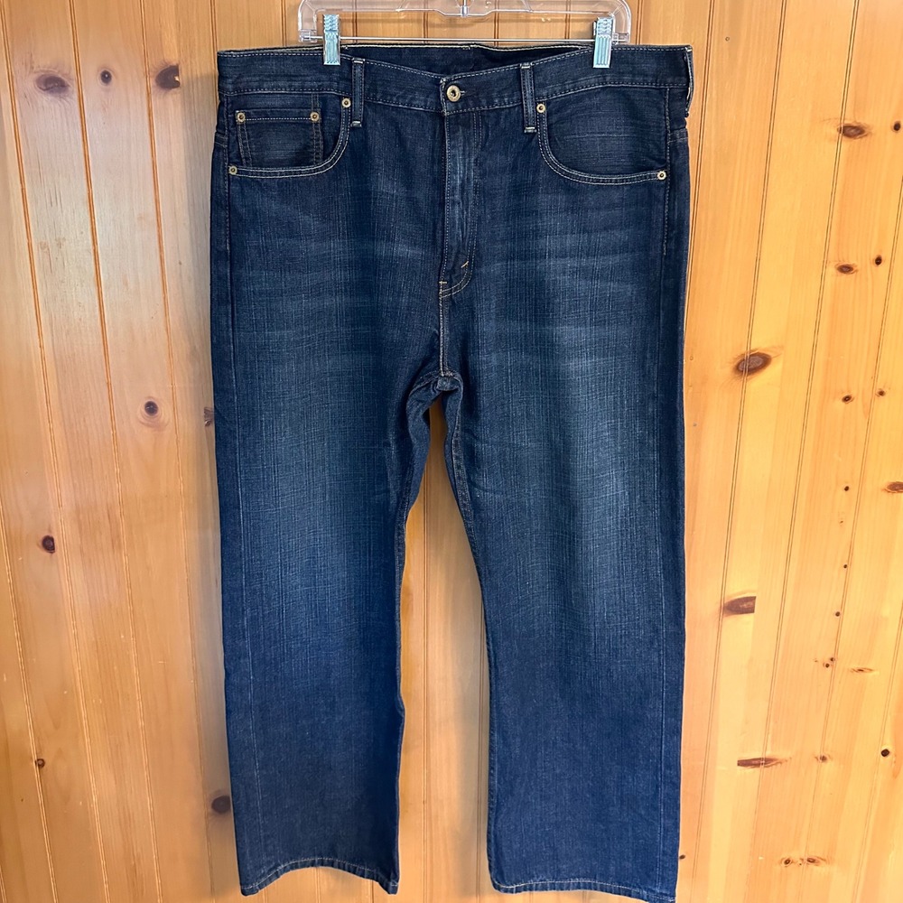Levis 569 Loose Straight Leg Jeans Streetwear Mens 38x30 Dark Wash Blue Denim